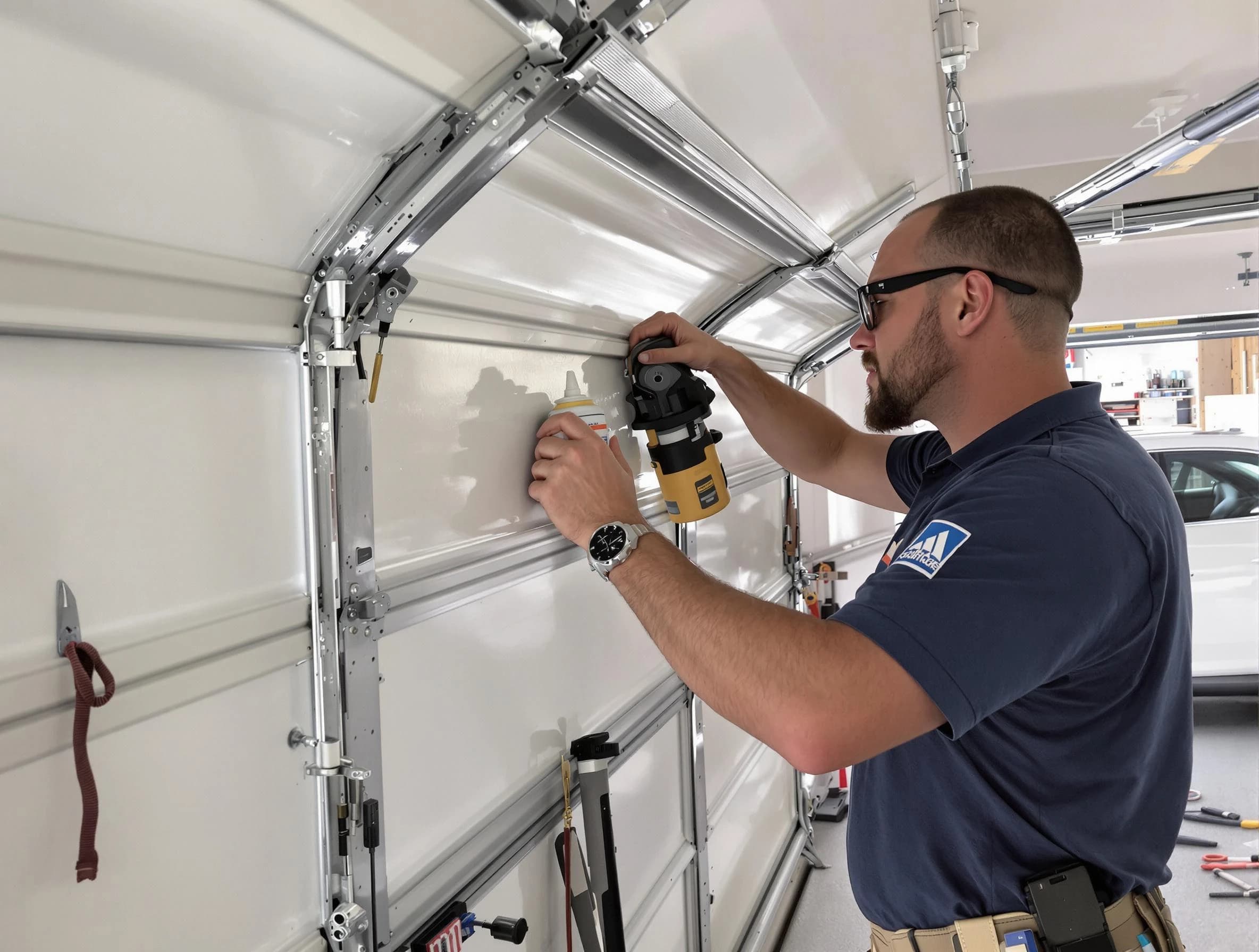 Brighton Garage Door Repair technician performing comprehensive noise reduction service in Brighton