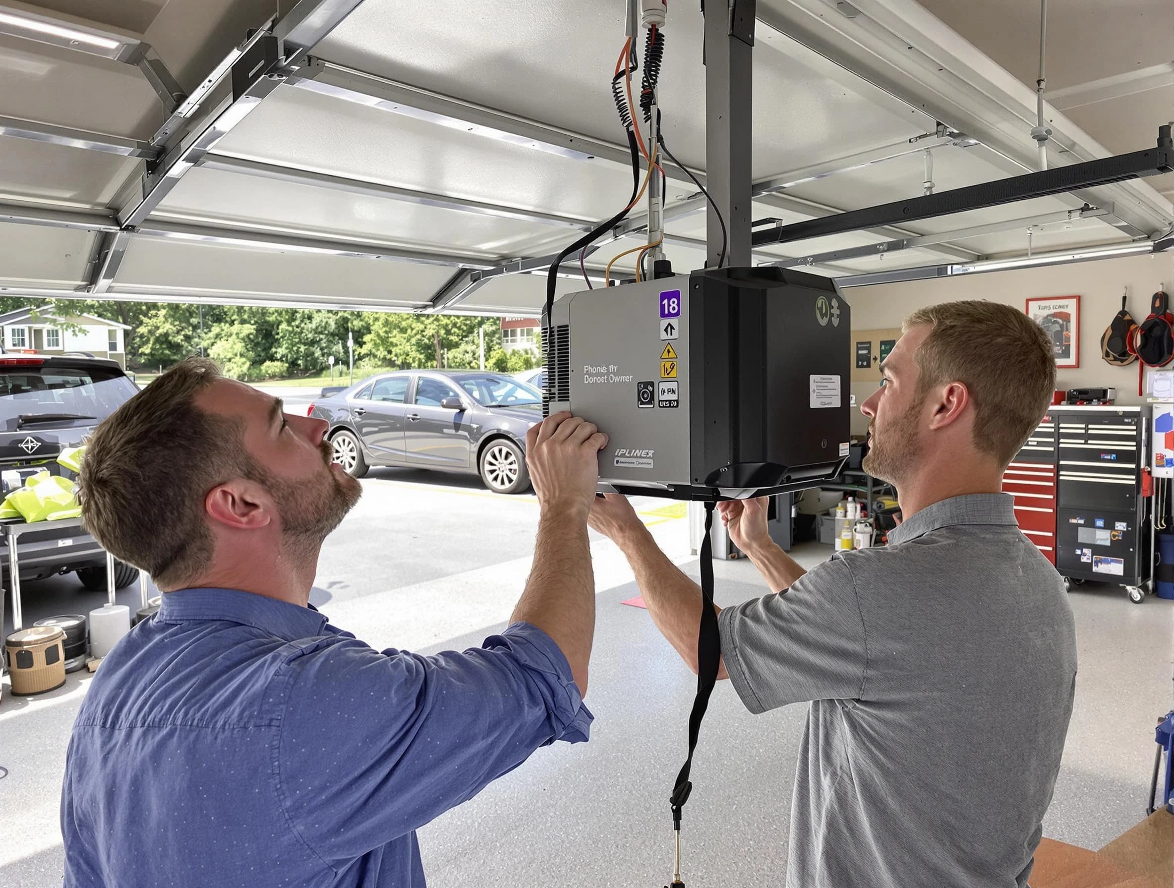Brighton Garage Door Repair technician installing garage door opener in Brighton