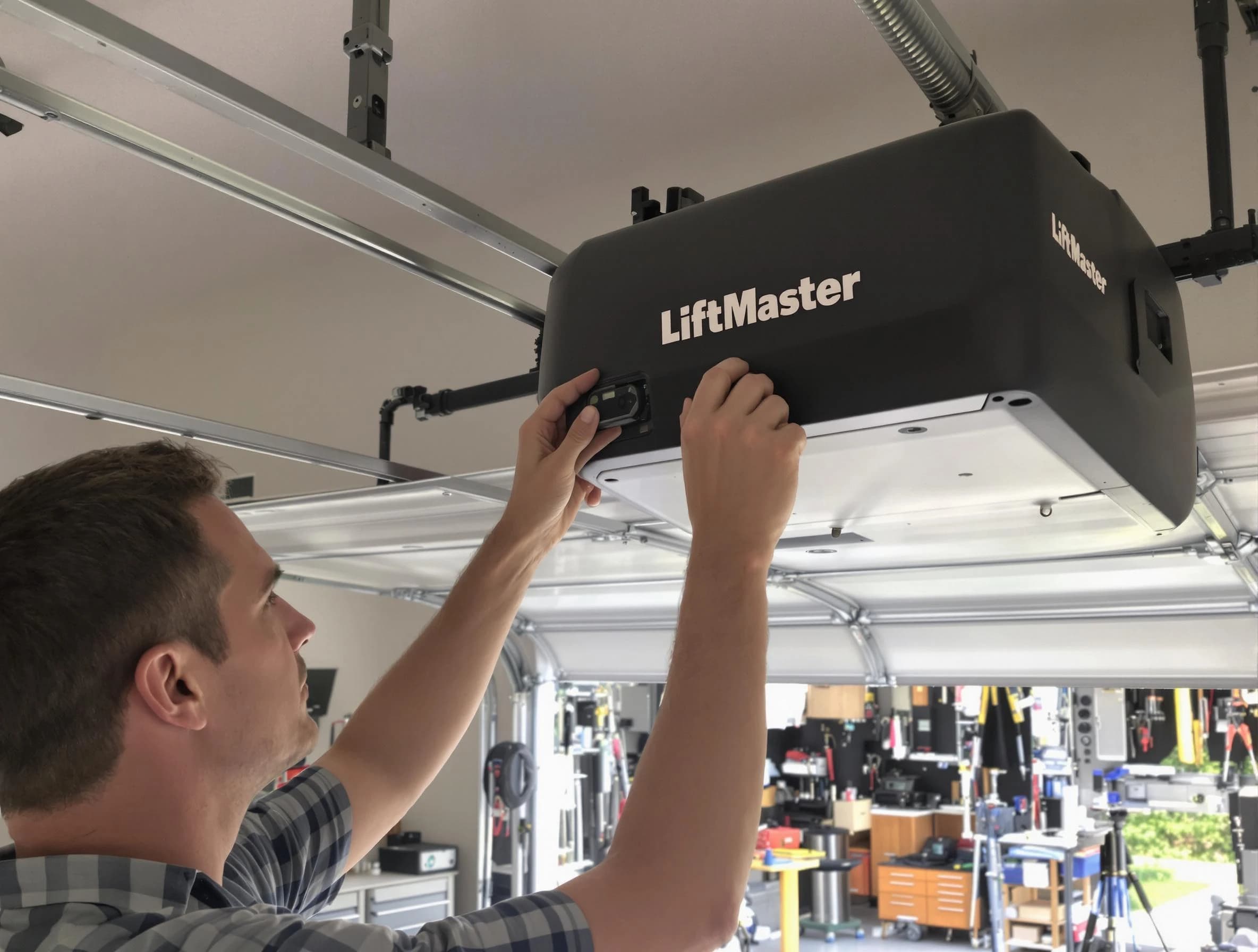 Brighton Garage Door Repair technician repairing garage door opener in Brighton