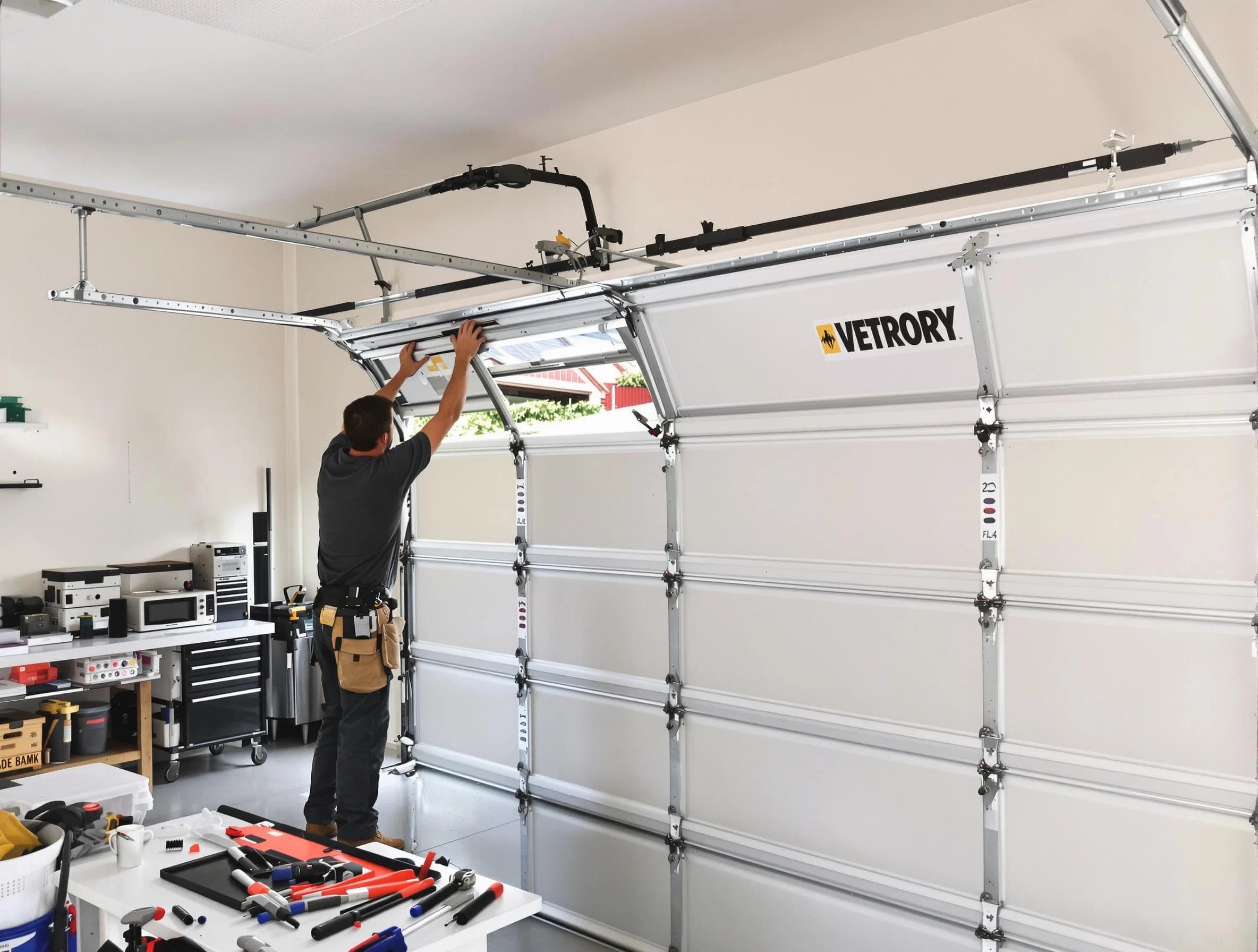 Brighton Garage Door Repair technician performing section replacement in Brighton