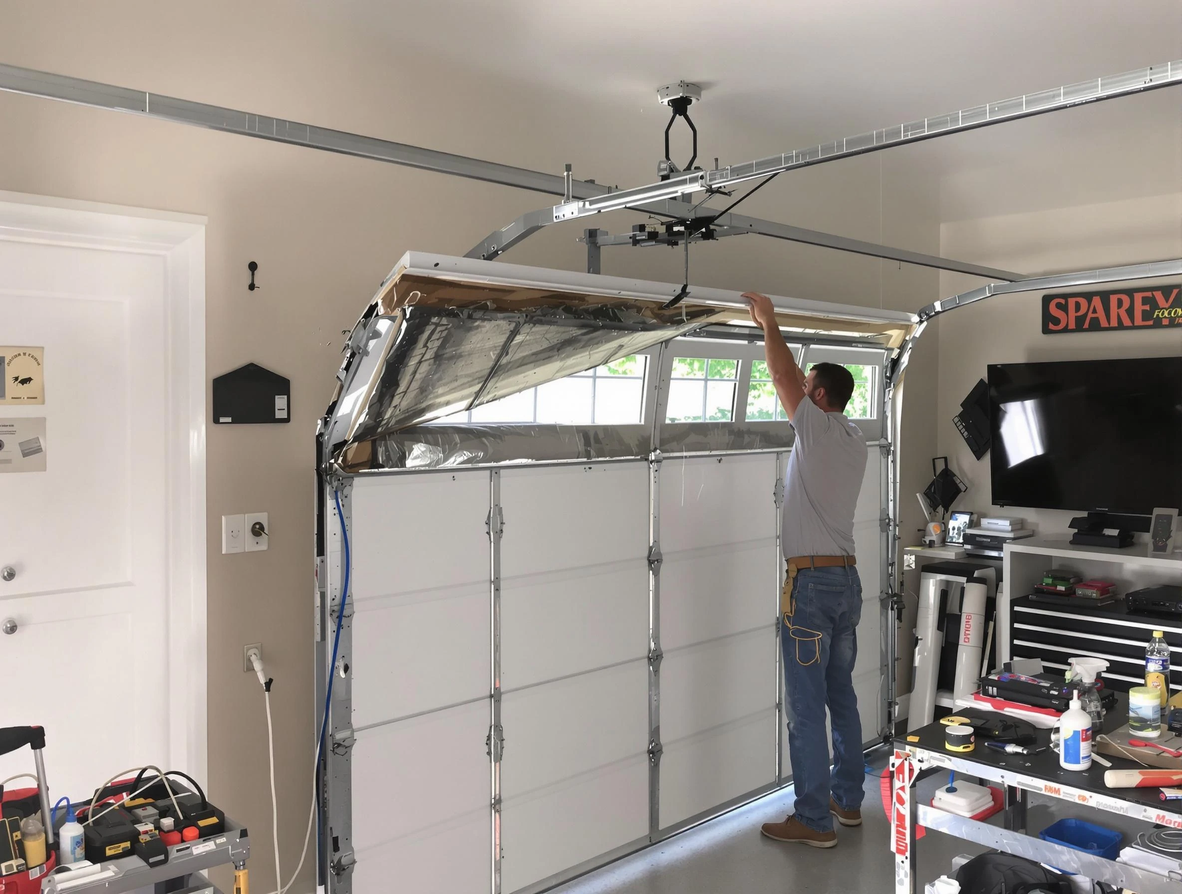 Garage door section replacement by Brighton Garage Door Repair in Brighton